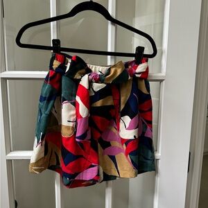 Tie-Waist Tropical Print Shorts